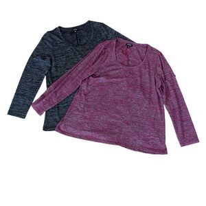 Bundle of 2 -Jones New York Heather & Black Marled Tunic Tops Size XL